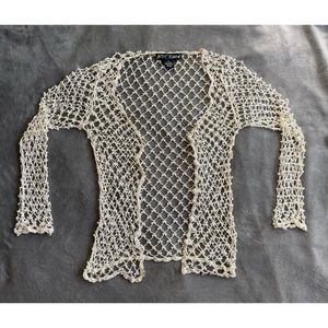90s Vintage Betsy Johnson Woven Pearl Cardigan (M)